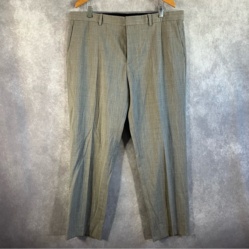 Theory Dress Pants Mens Gray Flat Front 38 x 28.5 High Rise Business Casual‎